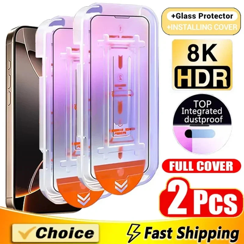 Dust-Free iPhone Screen Protector - 2 Pack 2Pcs Ultra HD Glass